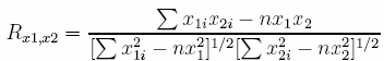 Equation 4: Correlation between two predictors