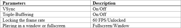 Table 3: Factors under test