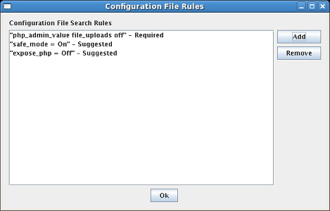 Configuration Rule Settings Dialog