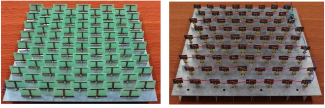 Front and back picture of array of rectenna 