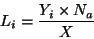 \begin{displaymath}L_i = \frac{Y_i \times N_a}{X} \end{displaymath}